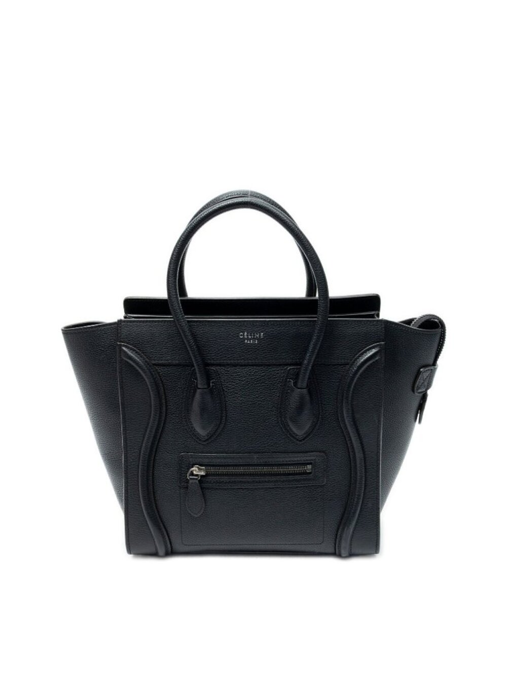 Celine Micro Luggage Black Grain Calfskin Leather Handbag